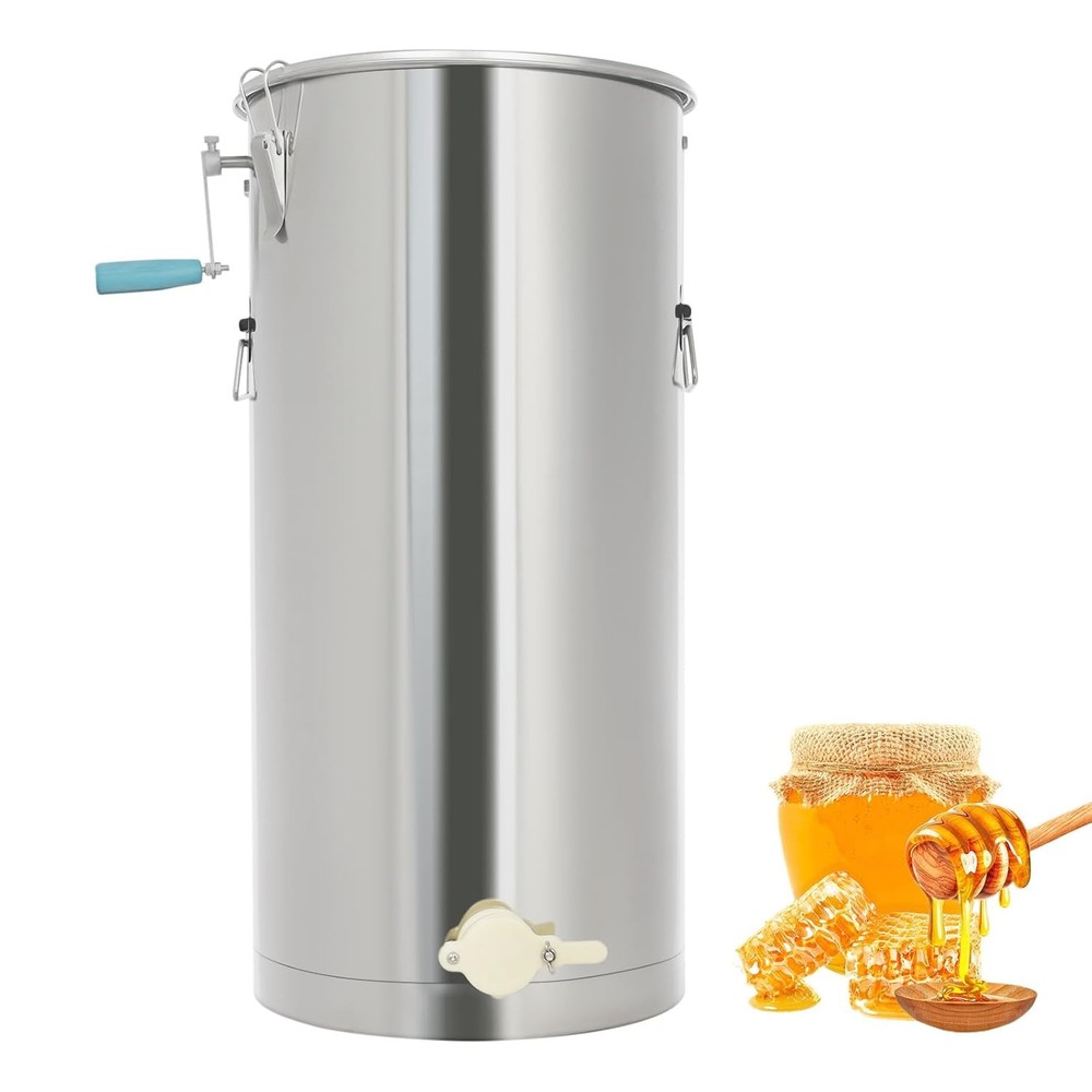 2 Frame Honey Extractor Stainless Steel Manual Honey Press Extractor with Bucket