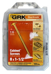 GRK Fasteners 100ct #8 x 1-1/2″ CABINET Washered Screws – #114073