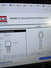 A lot of FIVE (5) Fairchild L14P2 Hermetic Silicon Phototransistors, TO-18