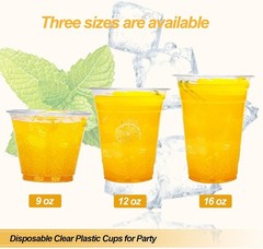 100 Count – 16 Ounce Plastic Cups, Ice Coffee Cups To Go – Crystal Clear PET …