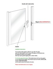 3″ Bright Gold Frameless Shower Door Handle with Metal Strike