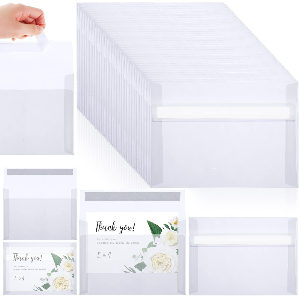 Colarr 150 Pcs A7 Translucent Vellum Envelopes 5.25 X 7.25 Inch Wedding Clear