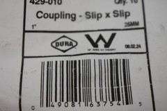 Dura Plastic Products Inc 1″ x 1″ PVC Slip x Slip Couplings 429-010 Lot of 20