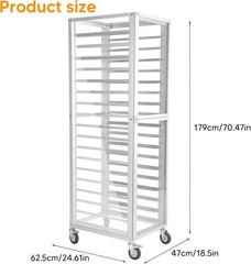 18 Tiers Commercial Heavy Duty Bun Racks W/ Wheels Aluminum Racking Trolley