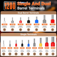 Professional Ferrule Crimping Tool Kit with 1200 Terminal Connector Sleeves