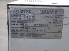 UNITEK MIYACHI X16/460 UNIPULSE WELDING TRANSFORMER 9-007-01