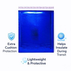 Glamour Blue Foil Bubble Mailers 6.5 x 9 Interior Peel & Seal 20-500