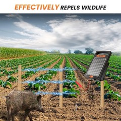24 Hour Solar Electric Fence Charger, 10 Miles, Up to 10200v Output Black