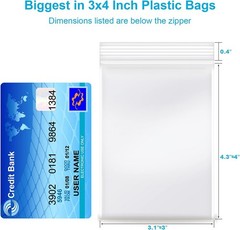 100PCS 3×4″ 2Mil Reclosable Zipper Poly Bags Clear Plastic Storage Bags