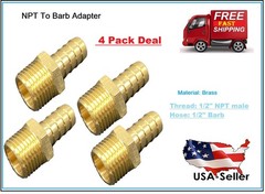 4 Pack Hex Adapter 1/2″ Male NPT to 1/2″ Hose Barb