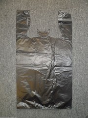 1/6 Large 21 x 6.5 x 11.5 BLACK T-Shirt Plastic Grocery Shopping Bags