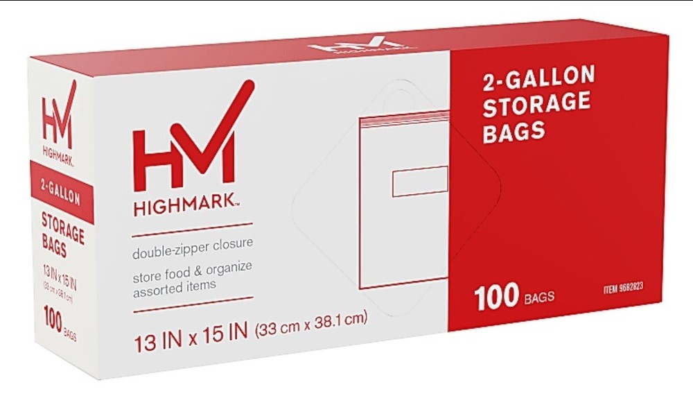 Highmark Clear Food/Item 100 Count Storage Bags 2 Gallon Zip Lock Zipper 13″x15″