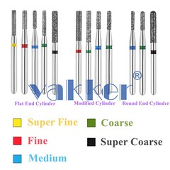 10pc/pk Dental FG Diamond Burs High Speed Flat/Round End Cylinder Polishing Burs