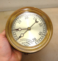 H. BELFIELD & CO ALTITUDE STEAM GAUGE 5-15/16″ DIAMETER STEAMPUNK Old Engine