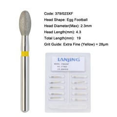 Dental Diamond Burs FG 379/023C 379/023XF Egg Football for High Speed Handpiece
