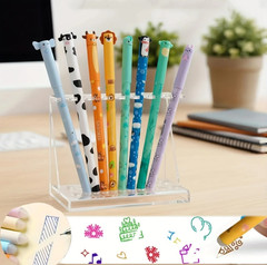 4-Pack Erasable Gel Pens Cartoon Animal Design Colorful Ink Fine Tip