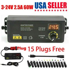 60W Power Supply DC 3V~24V Adjustable Variable Universal Switching AC/DC Adapter