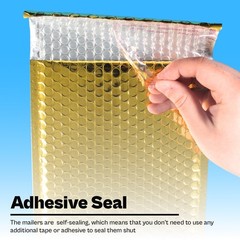 250 Pcs 7.5 x 11 Glamour Metallic Gold Poly Bubble Mailers Padded Envelope