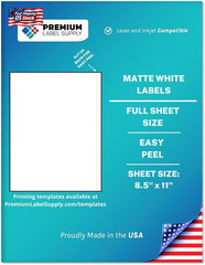 Premium Label Supply White Sticker Full Sheet Shipping Labels – 8.5″ X 11″ – Las