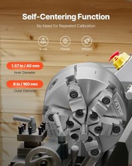 6-Jaw Lathe Chuck, 6 Inch (160 mm), Self-Centering Chuck with D1-4 Cam Lock Back