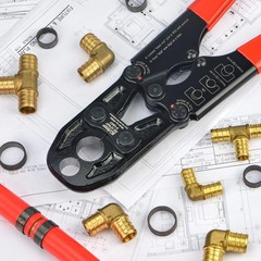 iCrimp 1/2 and 3/4-inch Combo Pex Pipe Crimping Tool for Copper Ring with Gau…