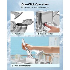 Commercial Ice Crusher 661LBS/H Electric Snow Cone Maker Shaved Ice Silver