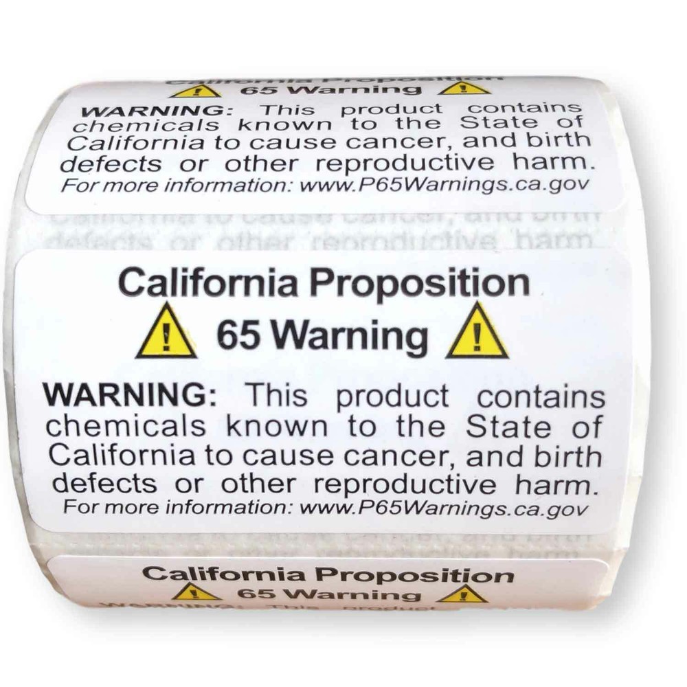 Prop 65 California Warning Labels 500 Count Roll | 1 by 2 Inch Size |