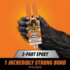 Gorilla 2 Part Epoxy, 5 Minute Set, .85 Ounce Syringe, Clear, (Pack of 1)