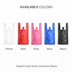 Choice 1/6 T-Shirt Plastic Grocery Bags 21×6.5×11.5 0.51 Mil Choose Color