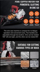 Wall Chaser-5800W Concrete Grooving Cutting Machine, 6800 rpm,Laser,W/water Pump
