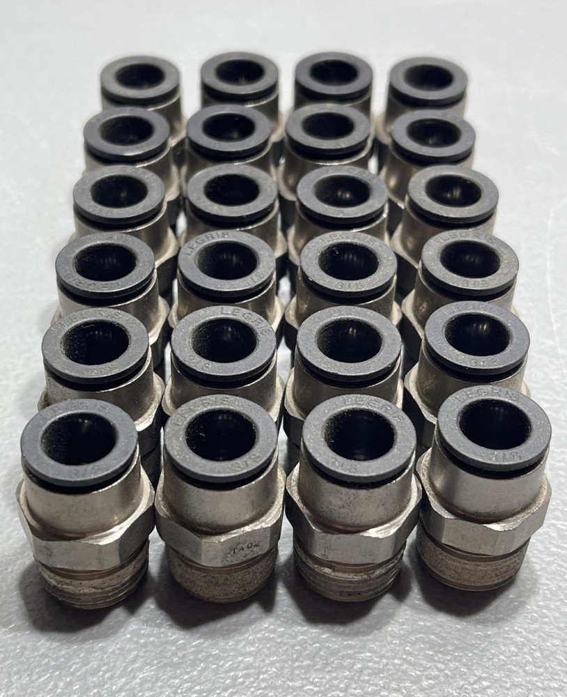 Lot of 24 Legris 3/8” Push to Connect Reducer Straight NPT 1/2” Fittings