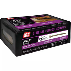 #6 X 2 In. #2 Phillips Bugle Head Coarse Thread Gold Screws 1 Lb. Box