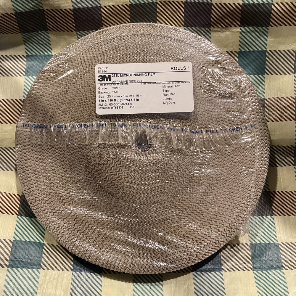 NEW 1 Case 3M microfinishing Film Scalloped SCALP Roll 1″ in x 450ft x 5/8,20MIC