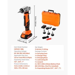 Uimoso Cordless Electric Tube Expander 20V Max for 1/2″,3/4″, and 1″ PEX-A Pipes
