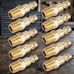 10pc Brass Air Hose Fittings 1/4″ NPT Male Industrial Quick Connect Plug Coupler