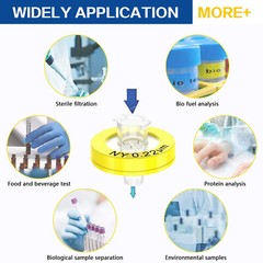 3000PCS Nylon Yellow Syringe Filters 13mm/25mm Diameter; 0.45μm/0.22μm Pore Size