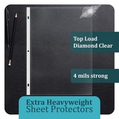100 Count Diamond Clear Extra Heavyweight Sheet Protectors, 4 mils Strong,8.5…