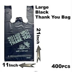 Black Thank you bags, HEAVY DUTY 22MIC bags, Black Plastic Bags with handle, …