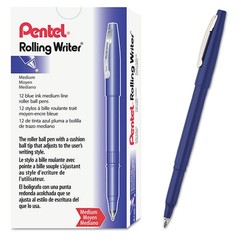 Pentel R100C Medium 0.8 mm Stick Rollerball Pen – Blue Ink/Barrel (1-DZ) New