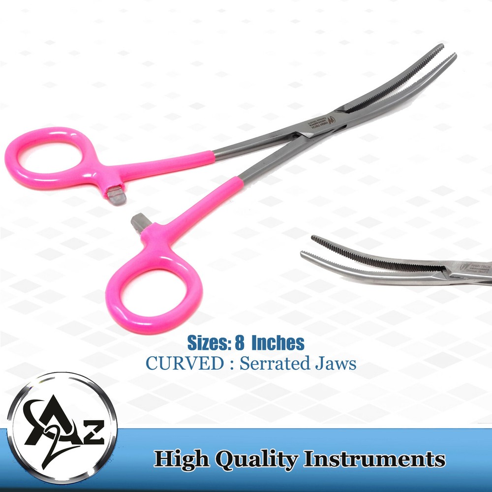 HEAVYDUTY HEMOSTAT CLAMP FORCEPS 8″CURVED VINYL GRIP SURGICAL MEDICAL INSTRUMENT