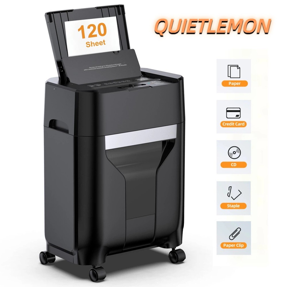 QUIETLEMON 120 Sheet Paper Shredder Cross Cut Commerical For Office Home