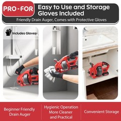 Pro-For 20V Cordless Electric Drain Auger 25Ft Auto-Feed Drain Snake