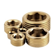 HeavyDuty Brass Pipe Plug 1/2 NPT Internal Hex 3 Pcs for Fluid Control