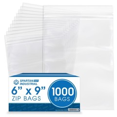 Spartan Industrial – 6” X 9” (1000 Count) 2 Mil Clear Reclosable Zip Plastic Pol