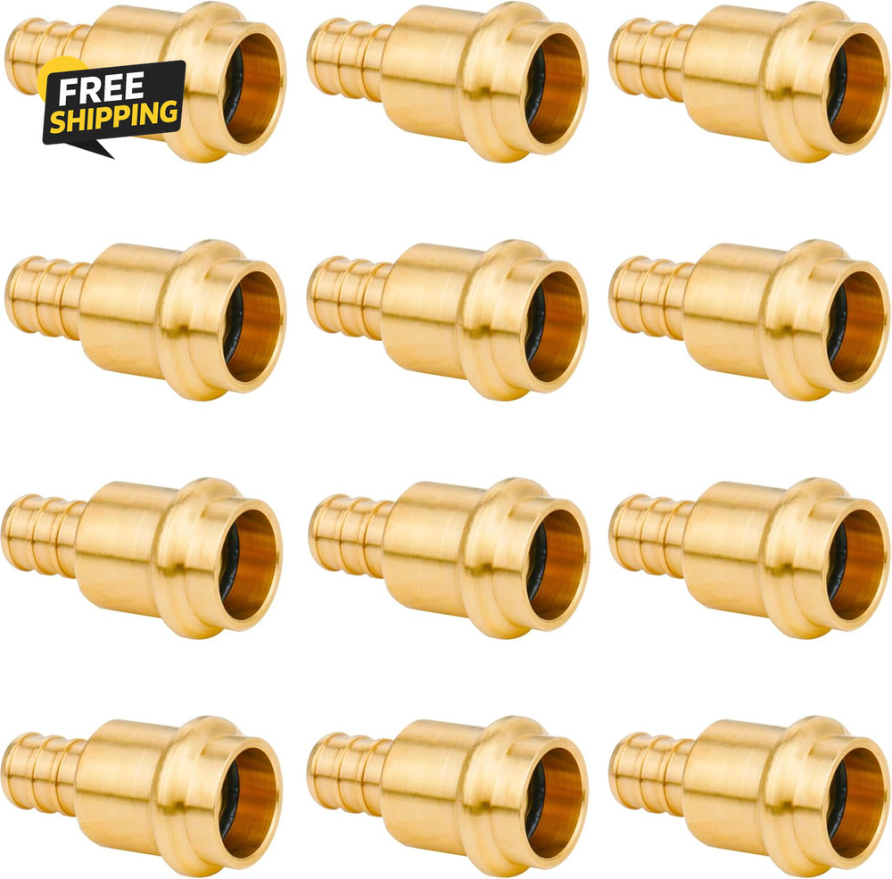12 Pack 1/2″ Press Pro Press X 1/2″ PEX Adapter Crimp Fittings Brass