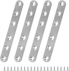 4 Pcs 6.1 Inch Stainless Steel Straight Brackets, Silver Flat Straight Brace Met