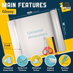 Clear Glossy Self Adhesive Peel And Stick Laminating Film Roll 3 MIL 16x10ft