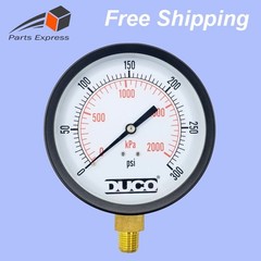 3.5″ STEAM PRESSURE GAUGE (0-300 psi), STEEL CASE, GLASS WINDOW, 1/4″ NPT