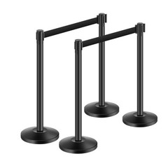 4 Pcs Stanchion Post with 4 Retractable Belts & Sand Injection Hollow Base