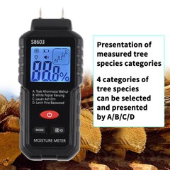 Handheld Digital LCD Wood Moisture Meter Tester for Firewood Paper Cardboard